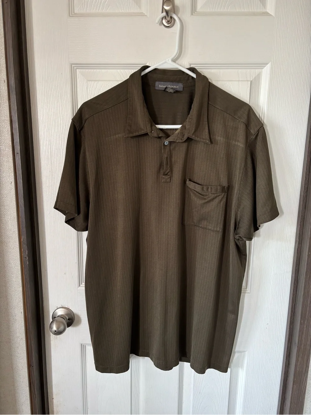 Banana Republic Men's Olive Polo with Chest Pocket